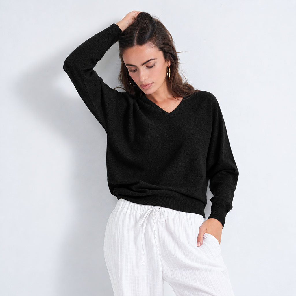 The Dolman Cashmere V-Neck Sweater