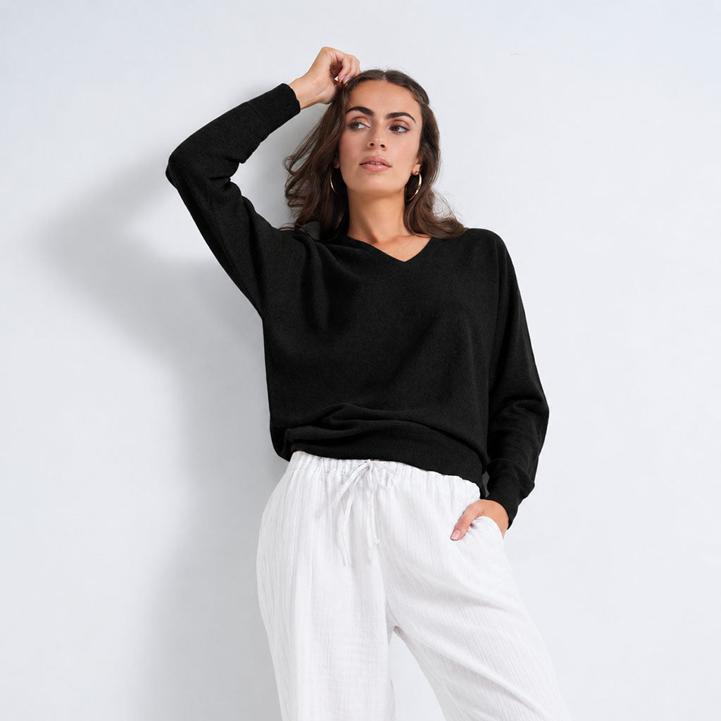 The Dolman Cashmere V-Neck Sweater