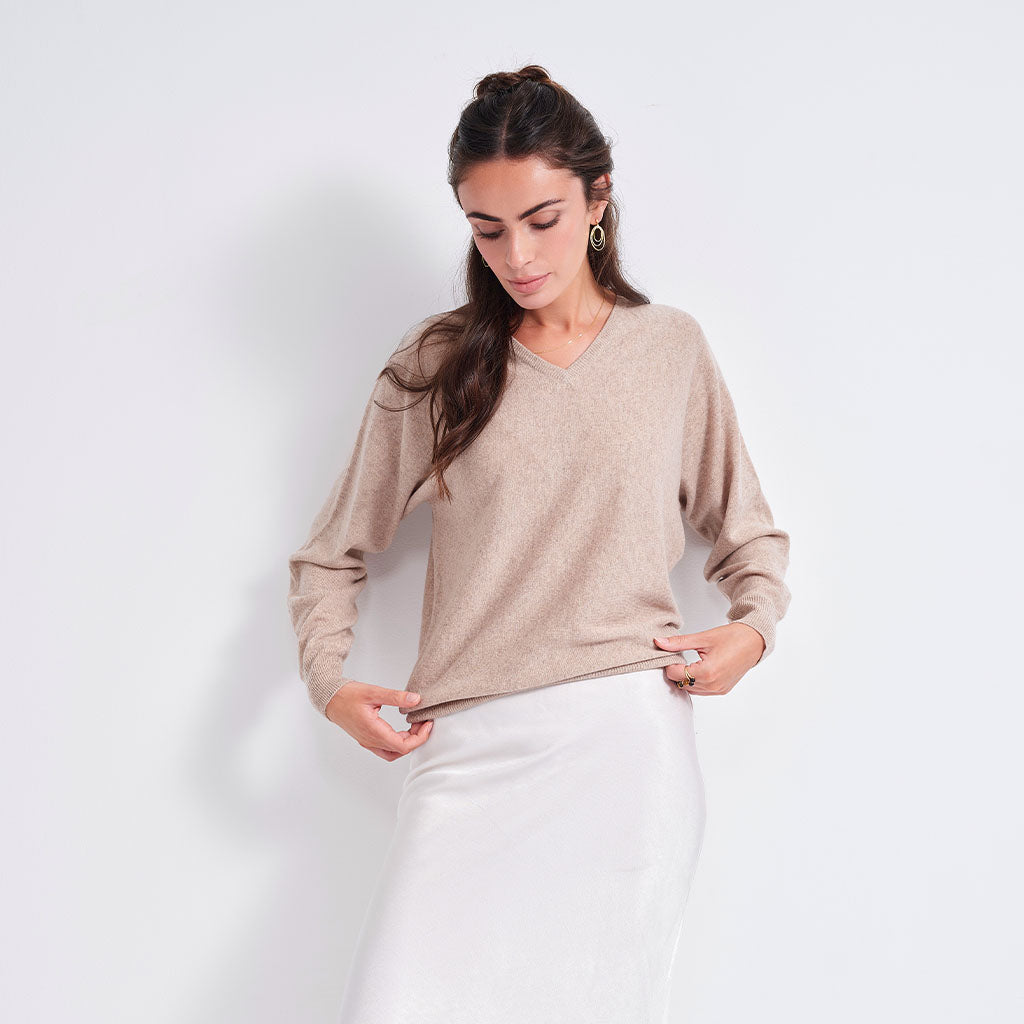 The Dolman Cashmere V-Neck Sweater