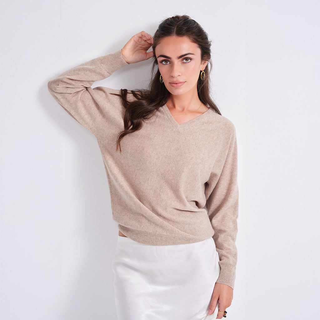The Dolman Cashmere V-Neck Sweater