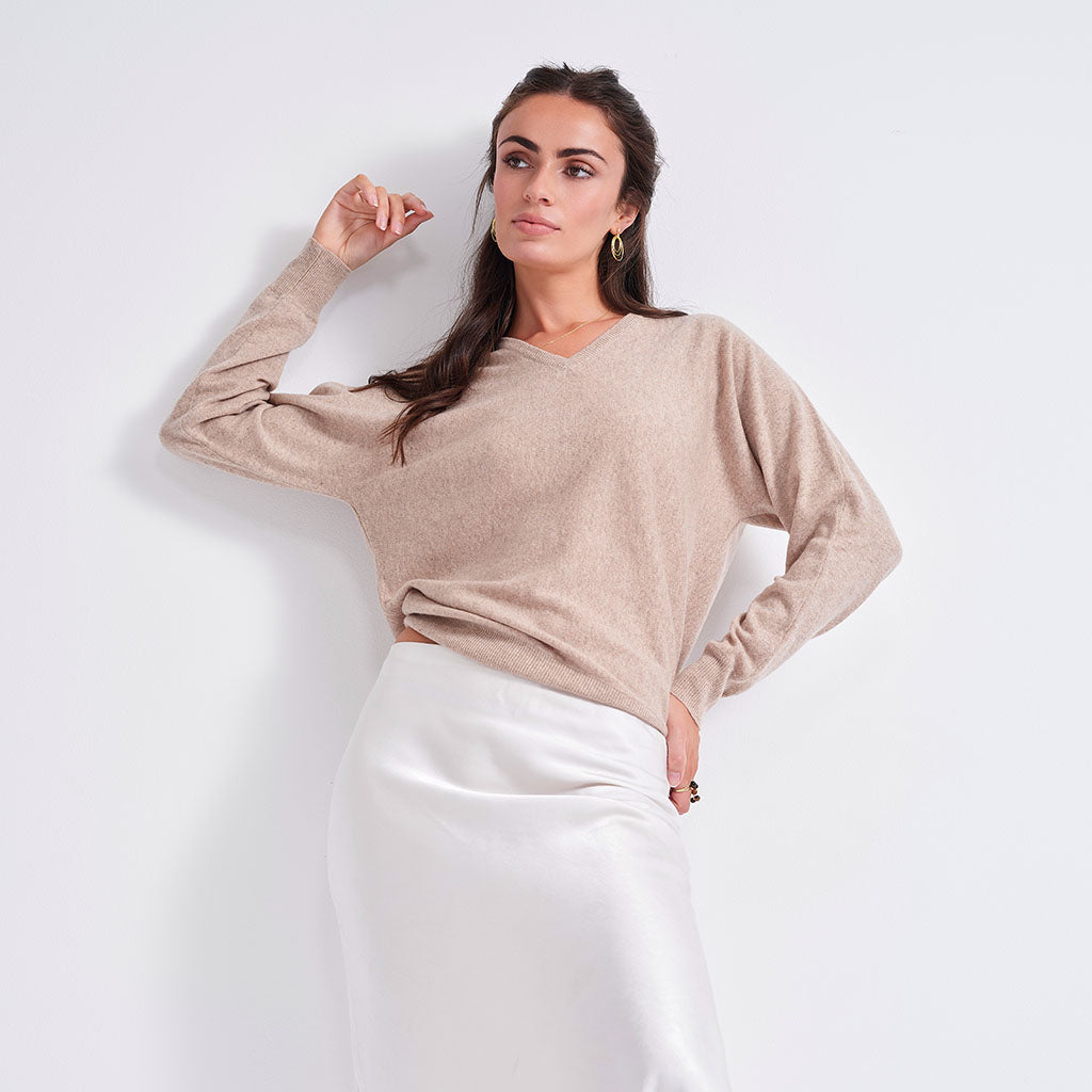 The Dolman Cashmere V-Neck Sweater