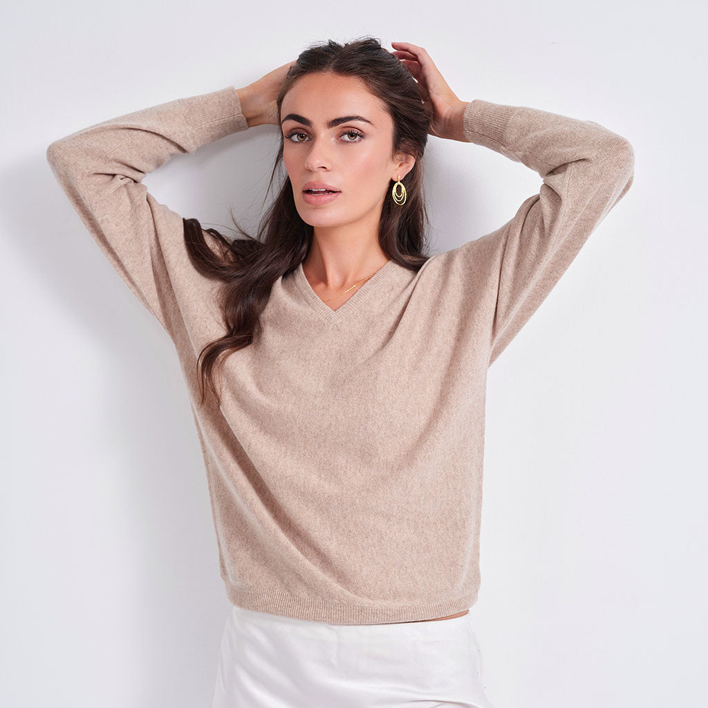 The Dolman Cashmere V-Neck Sweater