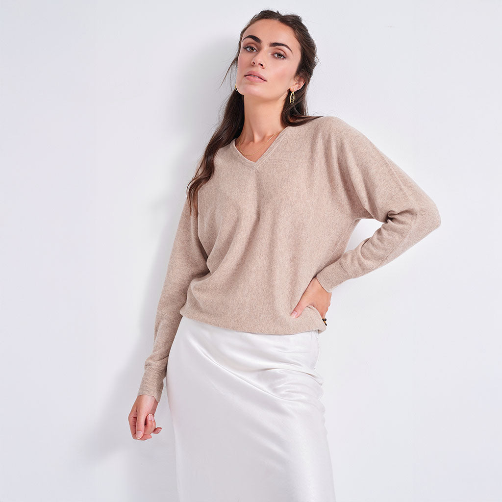 The Dolman Cashmere V-Neck Sweater