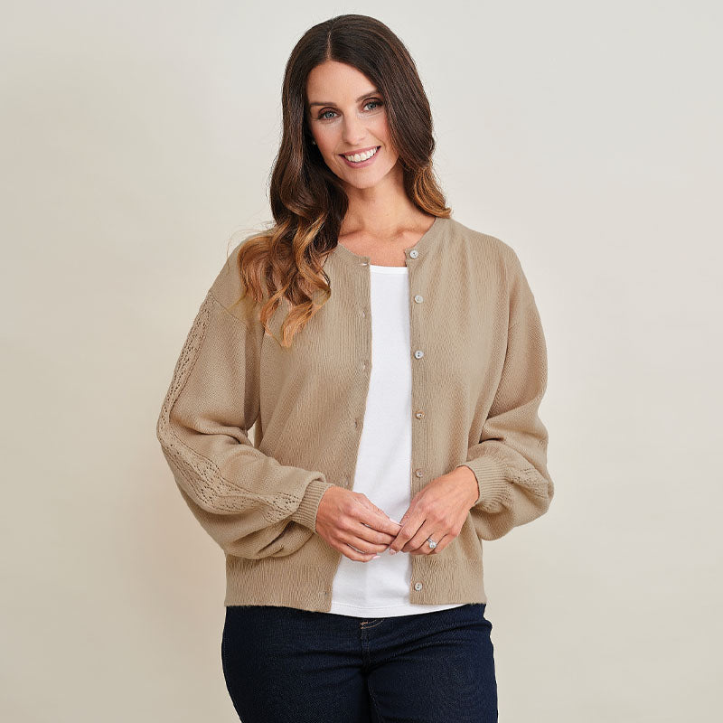 Whitney 4 Ply Cashmere Blouson Sleeve Cardigan