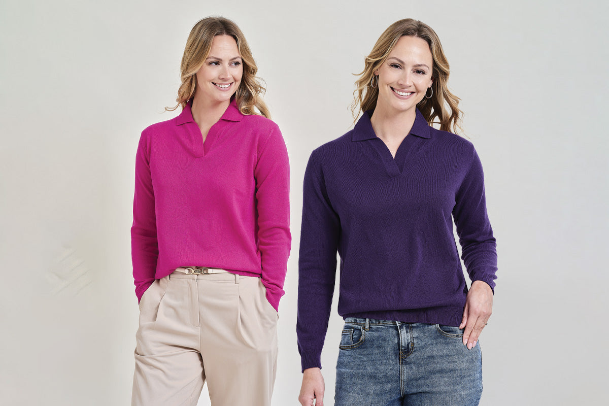 Heather cashmere shirt collar sweater finest fibres